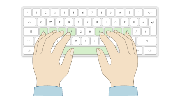 computer typing finger position